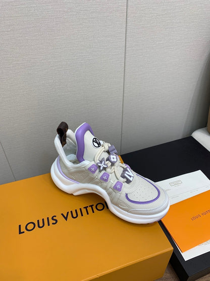 LOUIS VUITTON LV ARCHLIGHT SNEAKER BEIGE MIX VIOLET CALFSKIN