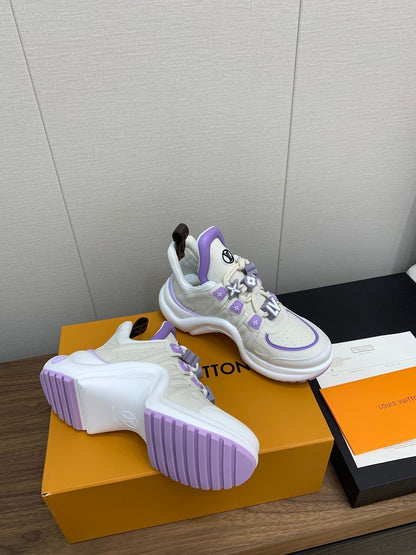 LOUIS VUITTON LV ARCHLIGHT SNEAKER BEIGE MIX VIOLET CALFSKIN