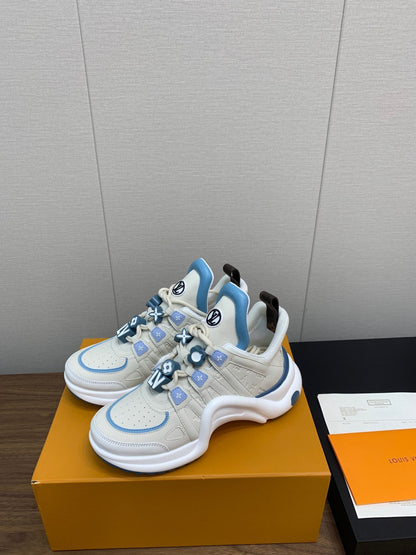 LOUIS VUITTON LV ARCHLIGHT SNEAKER BEIGE MIX COBALT BLUE CALFSKIN