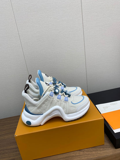 LOUIS VUITTON LV ARCHLIGHT SNEAKER BEIGE MIX COBALT BLUE CALFSKIN