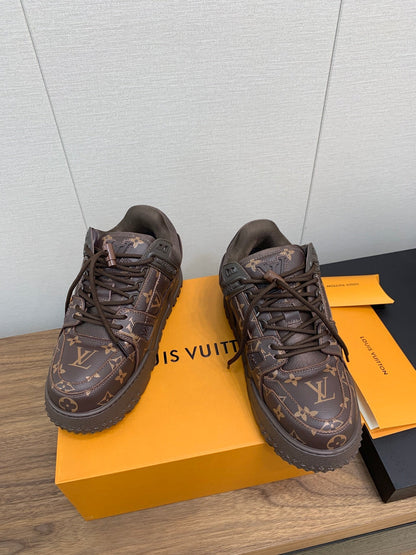 LOUIS VUITTON LV TRAINER IN CHOCOLATE BROWN MONOGRAM CALFSKIN