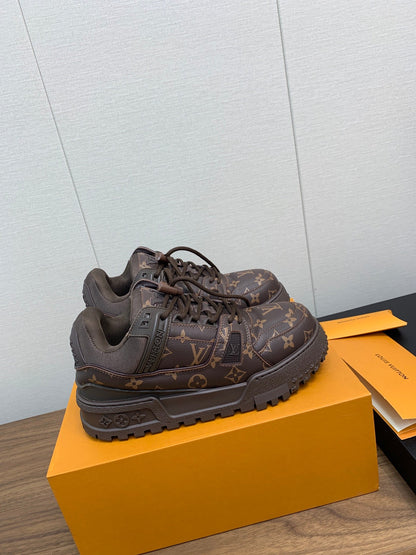 LOUIS VUITTON LV TRAINER IN CHOCOLATE BROWN MONOGRAM CALFSKIN