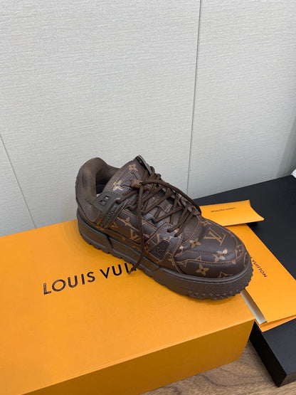 LOUIS VUITTON LV TRAINER IN CHOCOLATE BROWN MONOGRAM CALFSKIN