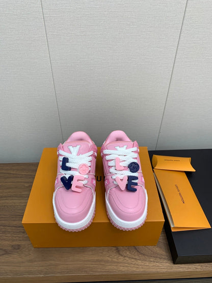 LOUIS VUITTON LV TRAINER IN LIGHT PINK CALFSKIN
