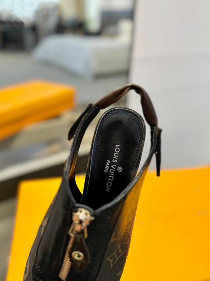 LOUIS VUITTON ALLURE HIGH 8 CM SLINGBACK IN CHOCOLATE BROWN MONOGRAM CALFSKIN