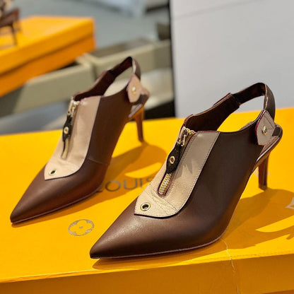 LOUIS VUITTON ALLURE HIGH 8 CM SLINGBACK IN CHOCOLATE MIX SAND BROWN CALFSKIN