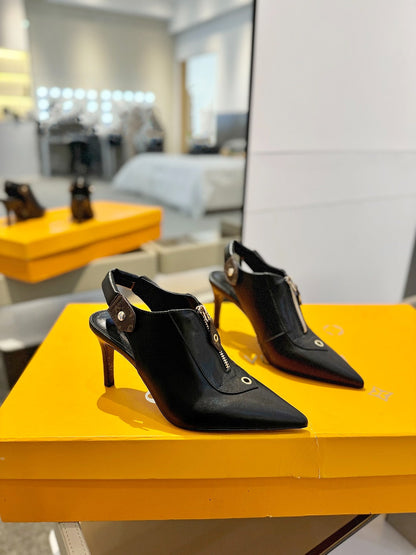 LOUIS VUITTON ALLURE HIGH 8 CM SLINGBACK IN BLACK CALFSKIN