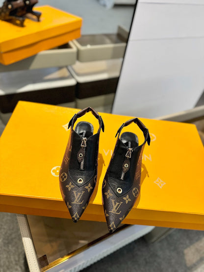 LOUIS VUITTON ALLURE HIGH 4.5 CM SLINGBACK IN CHOCOLATE BROWN MONOGRAM CALFSKIN