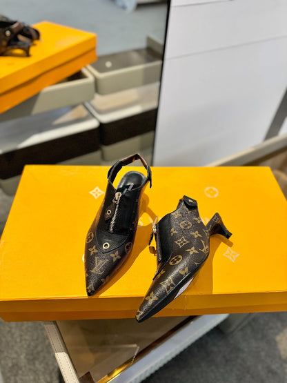 LOUIS VUITTON ALLURE HIGH 4.5 CM SLINGBACK IN CHOCOLATE BROWN MONOGRAM CALFSKIN