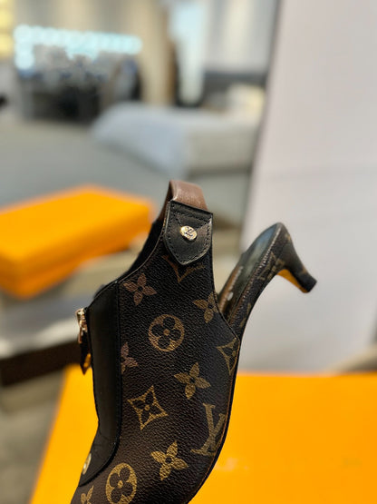 LOUIS VUITTON ALLURE HIGH 4.5 CM SLINGBACK IN CHOCOLATE BROWN MONOGRAM CALFSKIN
