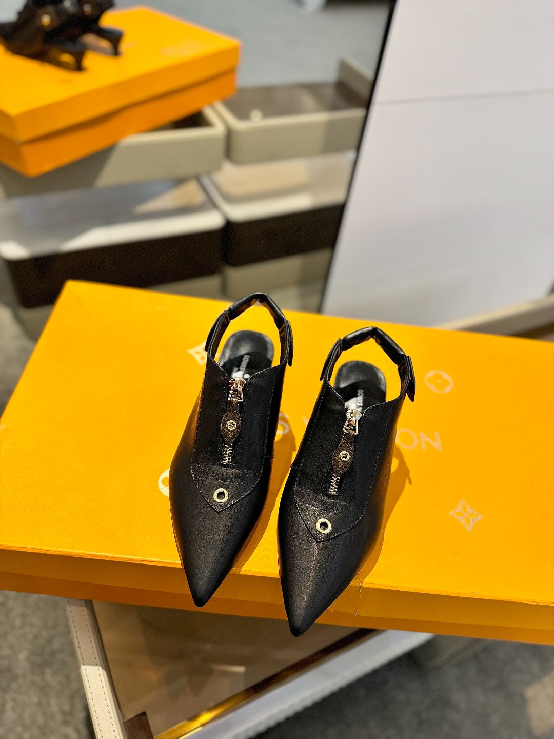 LOUIS VUITTON ALLURE HIGH 4.5 CM SLINGBACK IN BLACK MONOGRAM CALFSKIN
