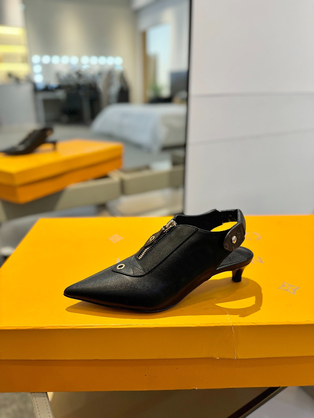 LOUIS VUITTON ALLURE HIGH 4.5 CM SLINGBACK IN BLACK MONOGRAM CALFSKIN