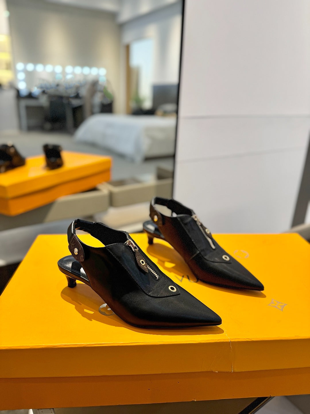LOUIS VUITTON ALLURE HIGH 4.5 CM SLINGBACK IN BLACK MONOGRAM CALFSKIN