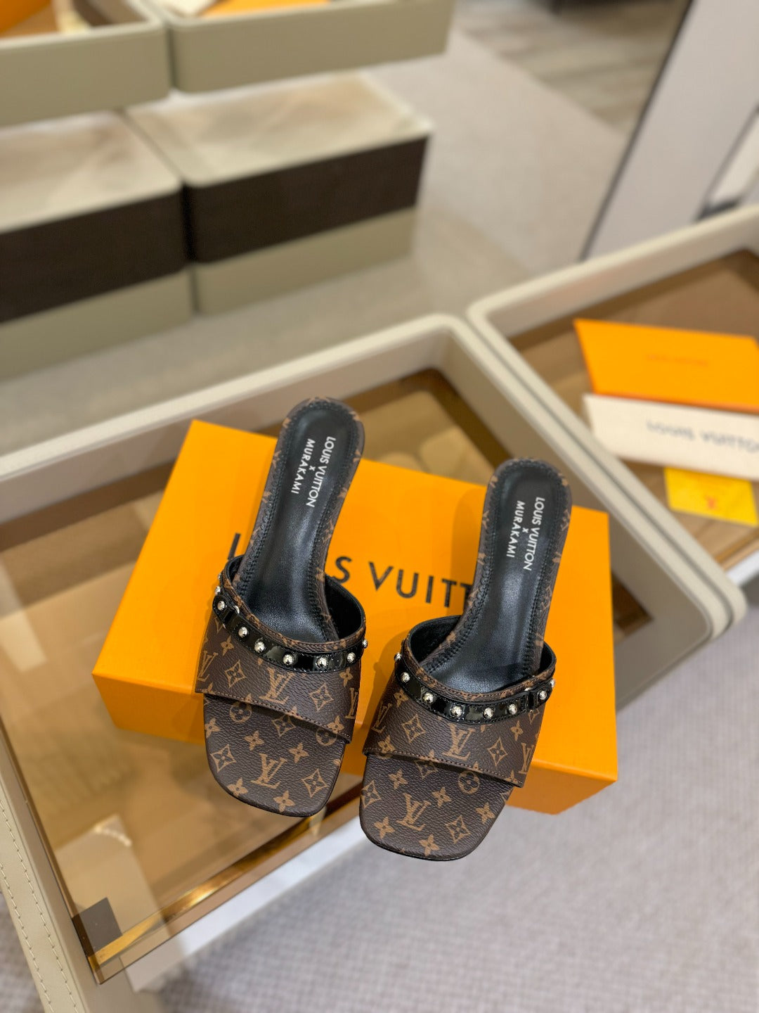 LOUIS VUITTON LV X TM 6AM HIGH 4 CM MULE IN CHOCOLATE BROWN MONOGRAM CALFSKIN