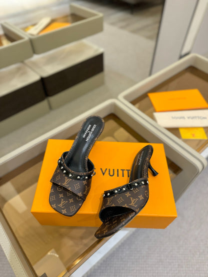LOUIS VUITTON LV X TM 6AM HIGH 4 CM MULE IN CHOCOLATE BROWN MONOGRAM CALFSKIN