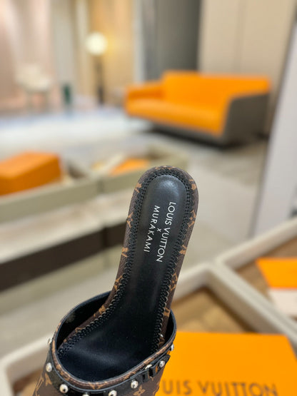 LOUIS VUITTON LV X TM 6AM HIGH 4 CM MULE IN CHOCOLATE BROWN MONOGRAM CALFSKIN