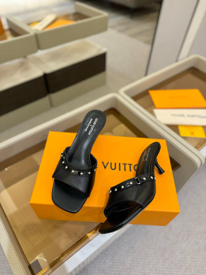 LOUIS VUITTON LV X TM 6AM HIGH 4 CM MULE IN BLACK CALFSKIN