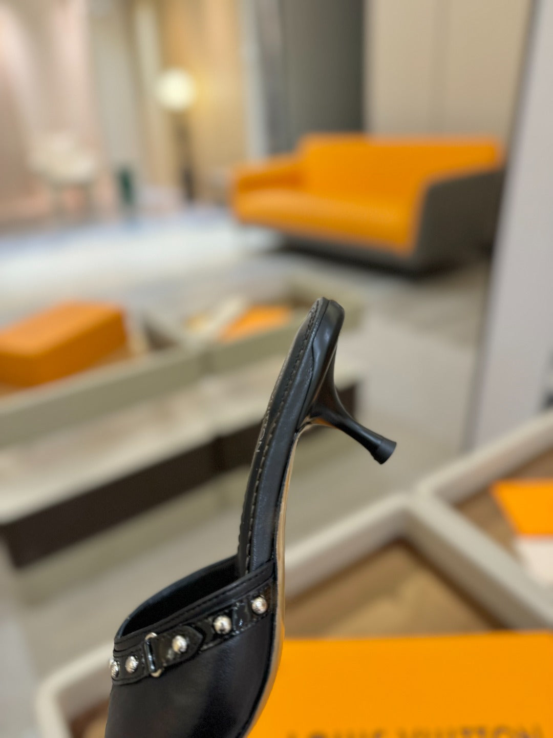 LOUIS VUITTON LV X TM 6AM HIGH 4 CM MULE IN BLACK CALFSKIN