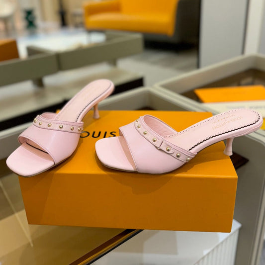 LOUIS VUITTON LV X TM 6AM HIGH 4 CM MULE IN LIGHT PINK CALFSKIN