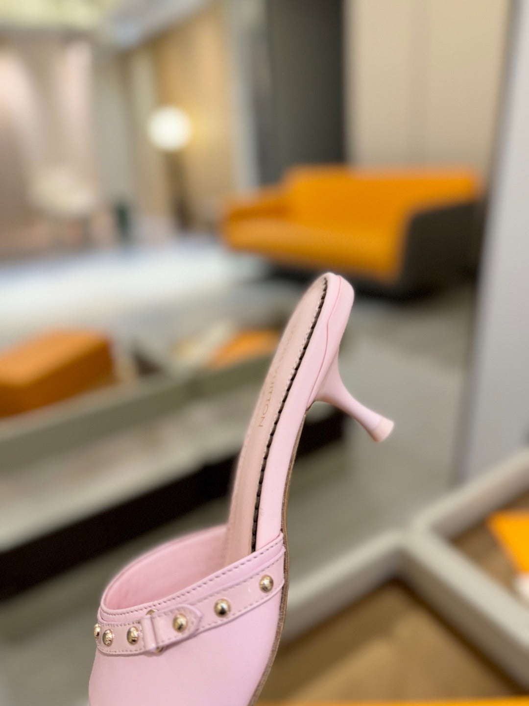LOUIS VUITTON LV X TM 6AM HIGH 4 CM MULE IN LIGHT PINK CALFSKIN