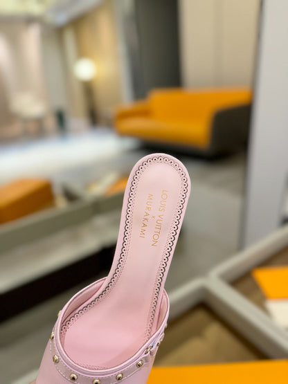 LOUIS VUITTON LV X TM 6AM HIGH 4 CM MULE IN LIGHT PINK CALFSKIN