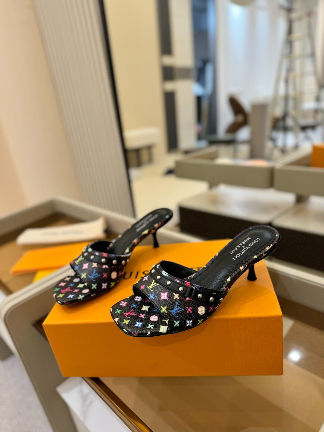 LOUIS VUITTON LV X TM 6AM HIGH 4 CM MULE IN BLACK MONOGRAM CALFSKIN