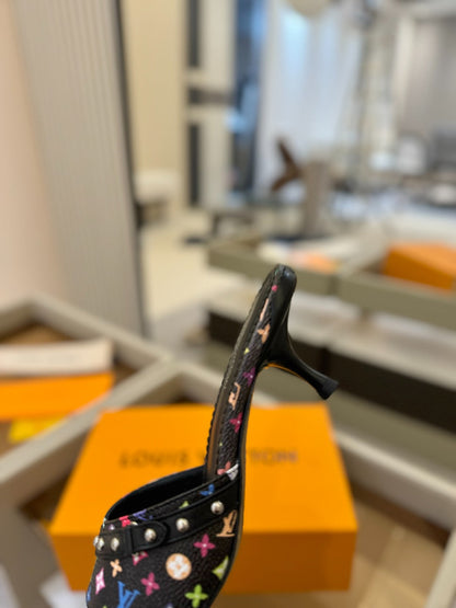 LOUIS VUITTON LV X TM 6AM HIGH 4 CM MULE IN BLACK MONOGRAM CALFSKIN