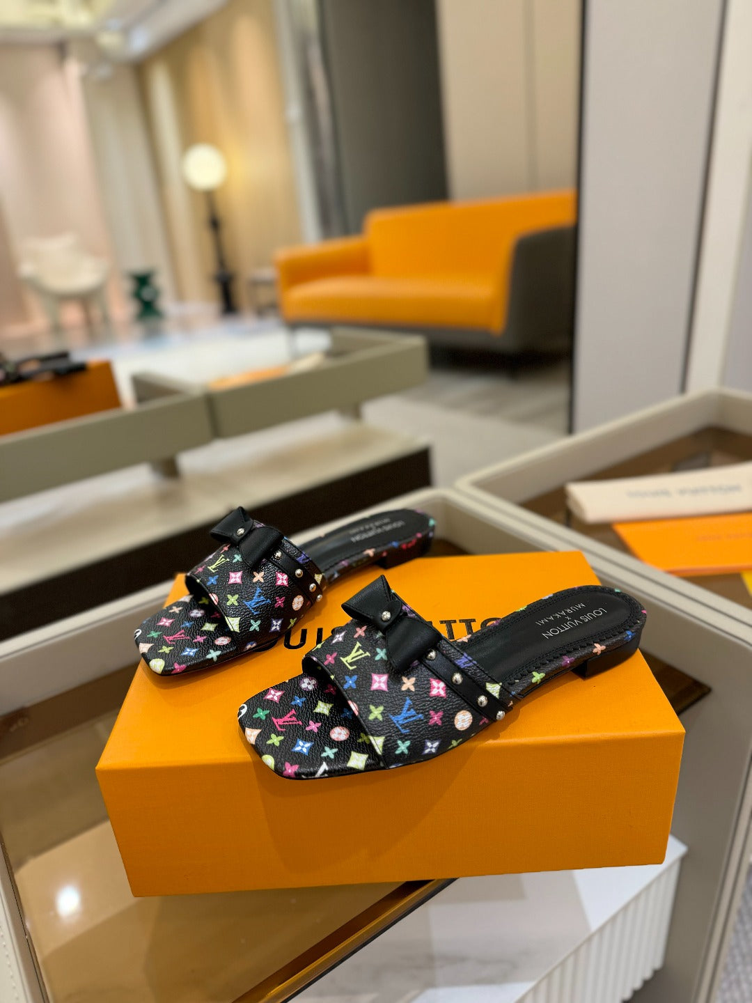 LOUIS VUITTON LV X TM 6AM FLAT MULE IN BLACK MONOGRAM CALFSKIN