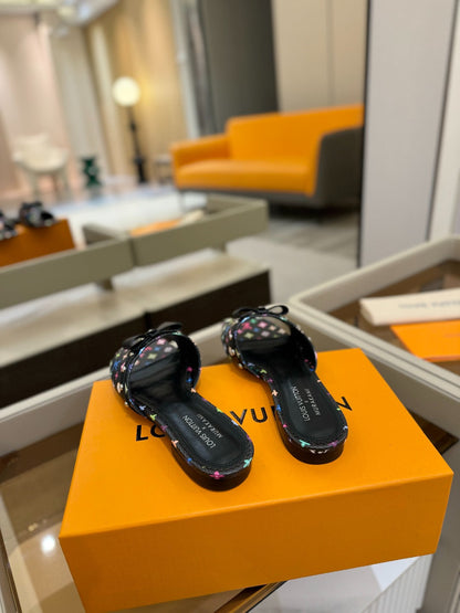 LOUIS VUITTON LV X TM 6AM FLAT MULE IN BLACK MONOGRAM CALFSKIN
