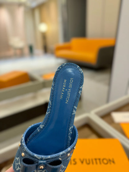 LOUIS VUITTON LV X TM 6AM FLAT MULE IN NAVY BLUE MONOGRAM DENIM