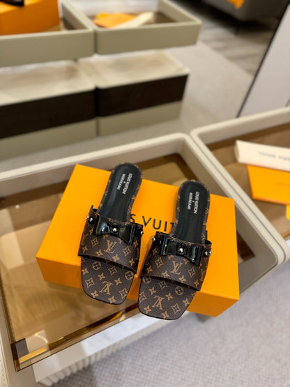 LOUIS VUITTON LV X TM 6AM FLAT MULE IN CHOCOLATE BROWN MONOGRAM CALFSKIN