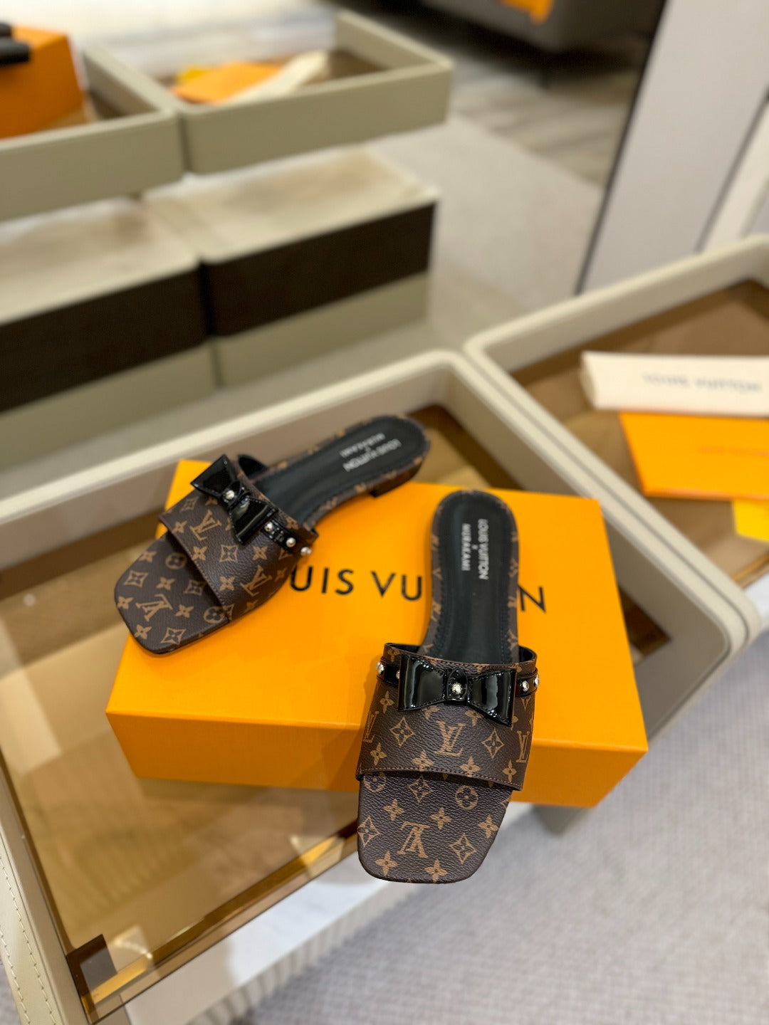 LOUIS VUITTON LV X TM 6AM FLAT MULE IN CHOCOLATE BROWN MONOGRAM CALFSKIN