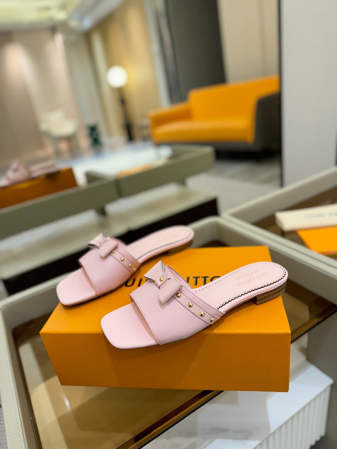 LOUIS VUITTON LV X TM 6AM FLAT MULE IN BABY PINK CALFSKIN