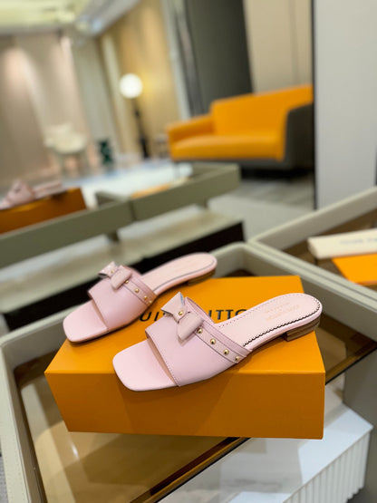 LOUIS VUITTON LV X TM 6AM FLAT MULE IN BABY PINK CALFSKIN