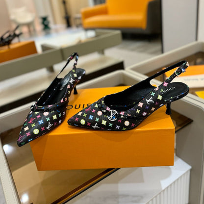 LOUIS VUITTON HIGH MULE 4 CM IN BLACK MONOGRAM CALFSKIN