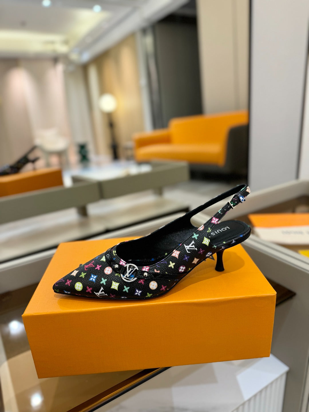 LOUIS VUITTON HIGH MULE 4 CM IN BLACK MONOGRAM CALFSKIN