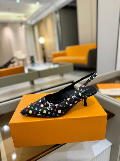 LOUIS VUITTON HIGH MULE 4 CM IN BLACK MONOGRAM CALFSKIN