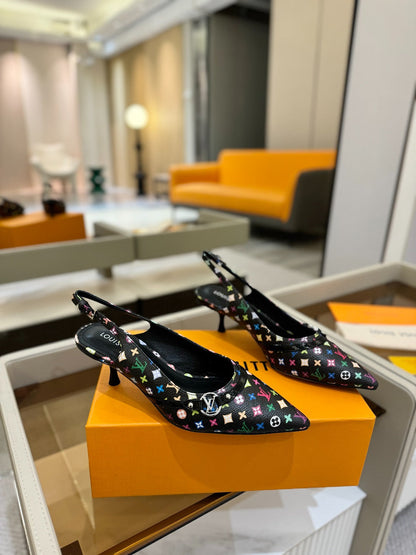 LOUIS VUITTON HIGH MULE 4 CM IN BLACK MONOGRAM CALFSKIN