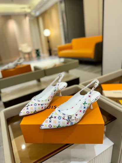 LOUIS VUITTON HIGH MULE 4 CM IN WHITE MONOGRAM CALFSKIN