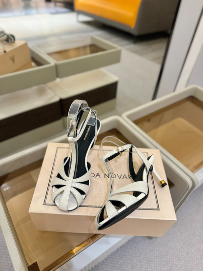 LOUIS VUITTON HIGH SANDALS 75 MM IN WHITE CALFSKIN