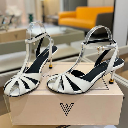 LOUIS VUITTON HIGH SANDALS 75 MM IN WHITE CALFSKIN
