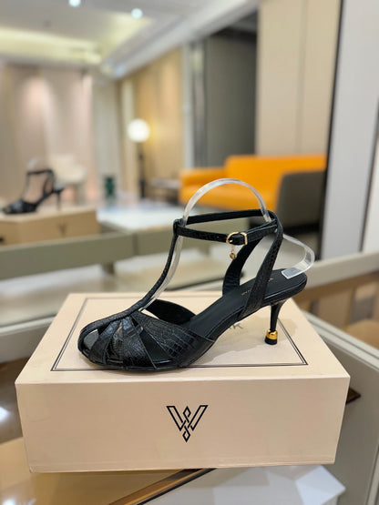 LOUIS VUITTON HIGH SANDALS 75 MM IN BLACK CALFSKIN