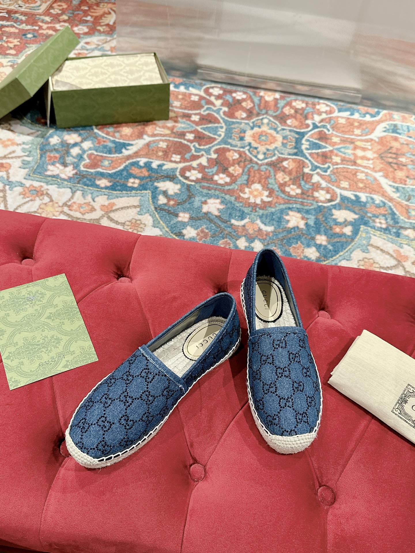 GUCCI ESPADRILLE LOAFER AEGEAN CANVAS