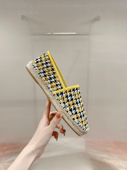 GUCCI ESPADRILLE LOAFER LEMON AND BLACK CANVAS