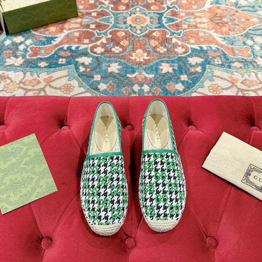 GUCCI ESPADRILLE LOAFER GREEN CANVAS