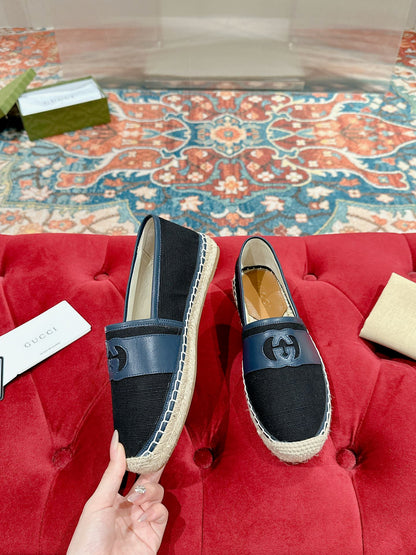 GUCCI ESPADRILLES SLIP - ON BLACK CANVAS
