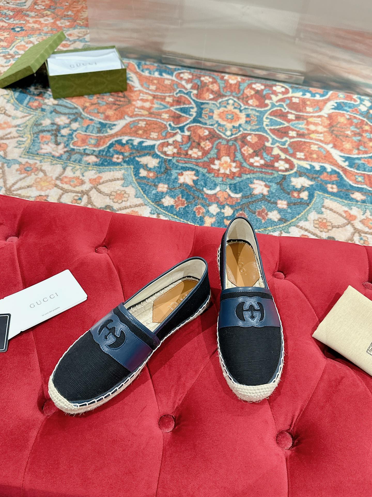 GUCCI ESPADRILLES SLIP - ON BLACK CANVAS