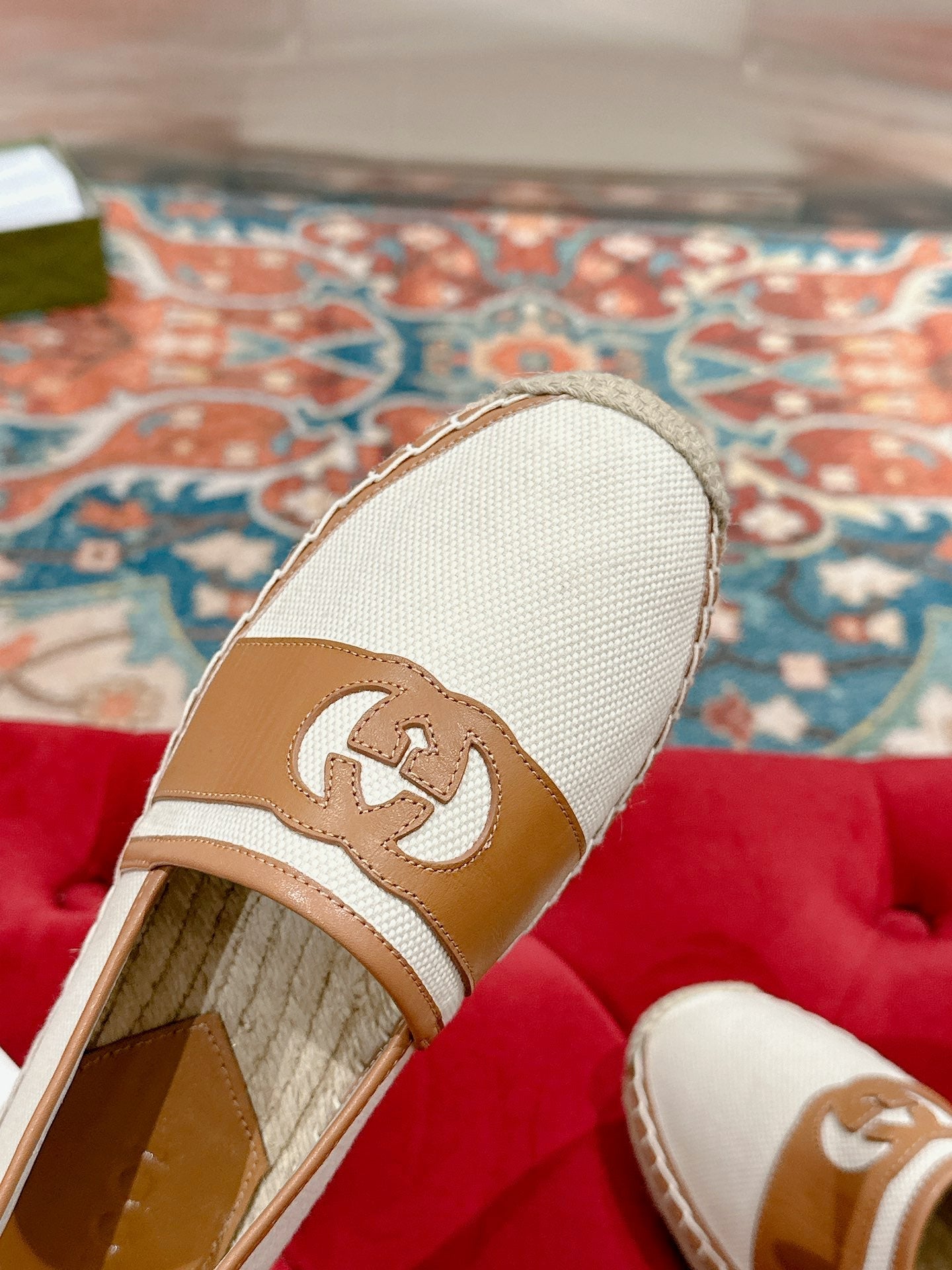GUCCI ESPADRILLES SLIP - ON WHITE CANVAS