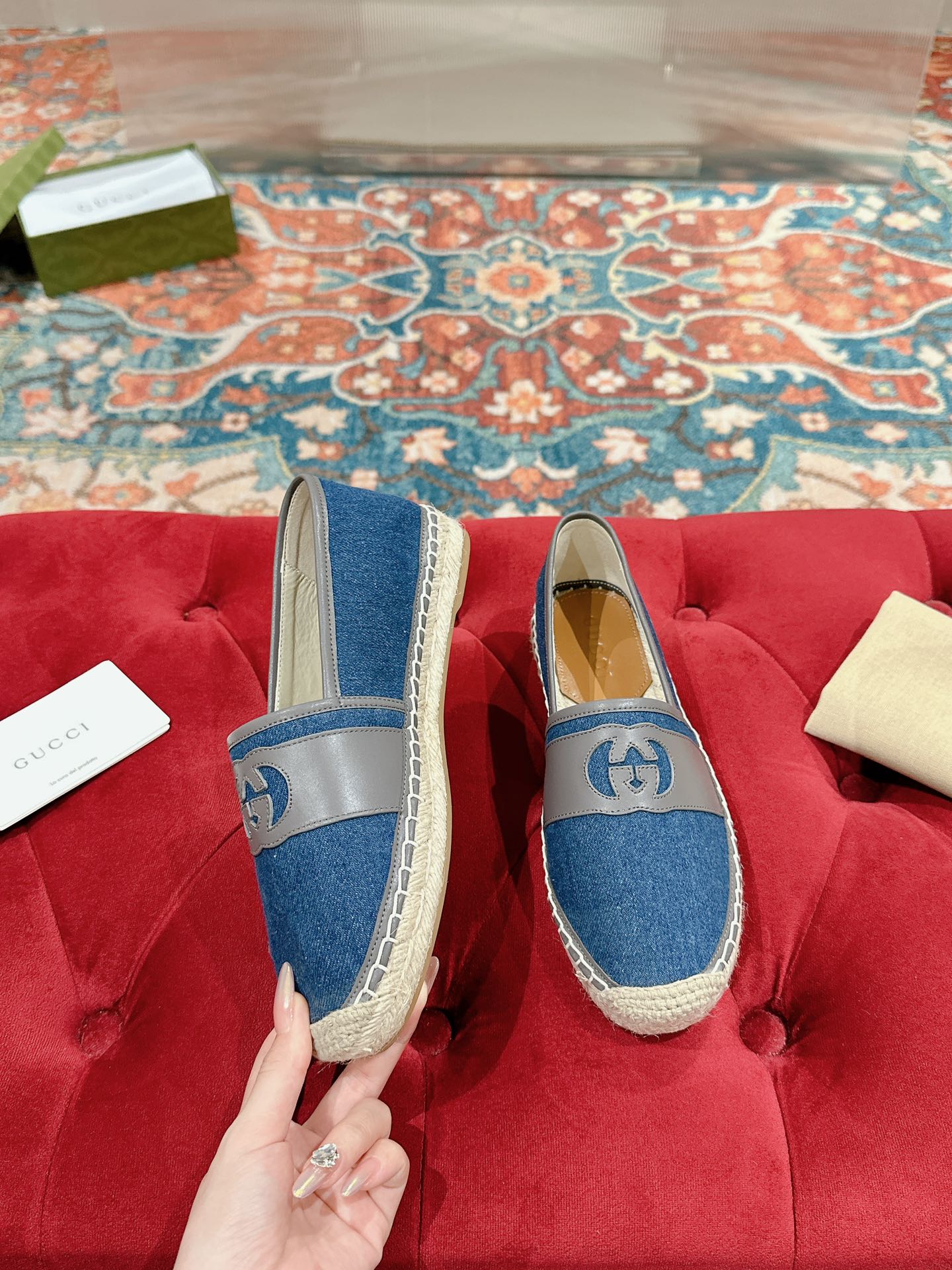 GUCCI ESPADRILLES SLIP - ON AEGEAN CANVAS