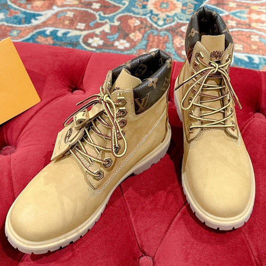 LOUIS VUITTON LV X TIMBERLAND ANKLE BOOT IN TORTILLA BROWN SUEDE